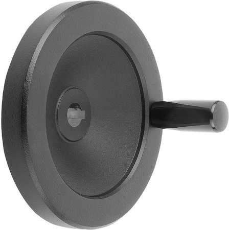 KIPP Disc Handwheel D1=125 Reamed Hole W Slot D2=12H7, B3=4, T=13, 8 Aluminum, Black, Fixed Grip K0161.31125X12